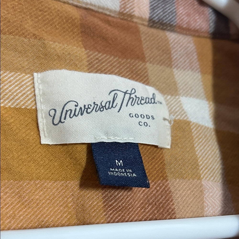 Plaid orange, brown, and yellow Button Down flannel Shirt - Picture 5 of 7